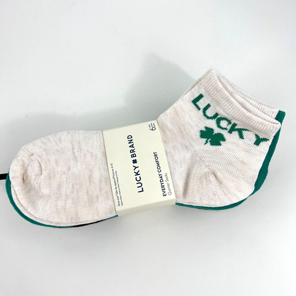 Lucky Brand Women’s Everyday Comfort Active Logo Socks 6 Pair Quarter Crew Green - Picture 12 of 16